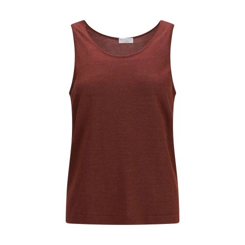 Cashmere Knit Tank Top — Brown
