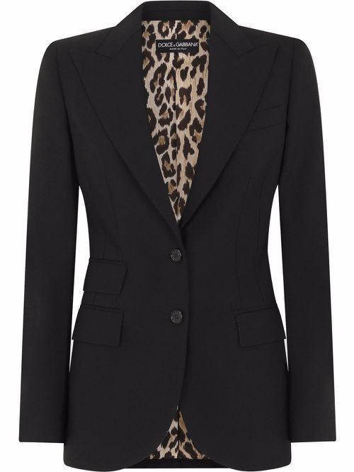 Peak-lapel single-breasted blazer - Black