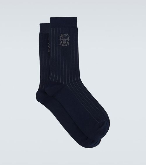 Logo ribbed-knit cotton socks