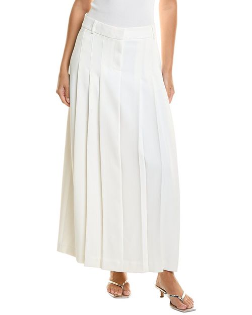 Fly Front Pleated Maxi Skirt