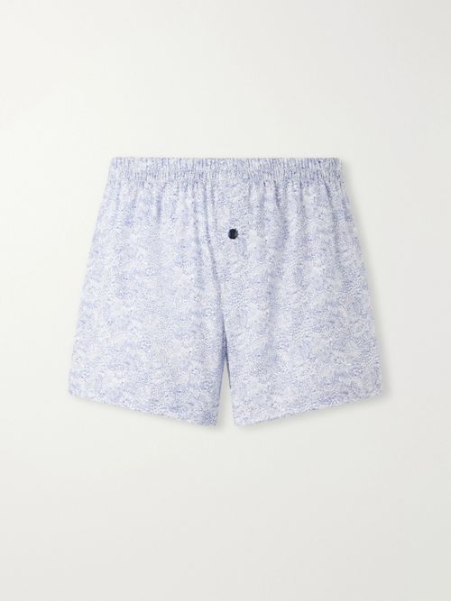 Printed Cotton-Satin Boxer Briefs