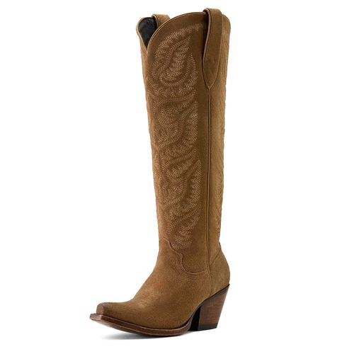 Women's Laramie X Toe Western Boots in Distressed Dijon Suede, B Medium Width, Size 7.5, by