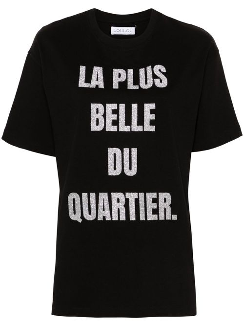 Glitter-print cotton T-shirt - Black
