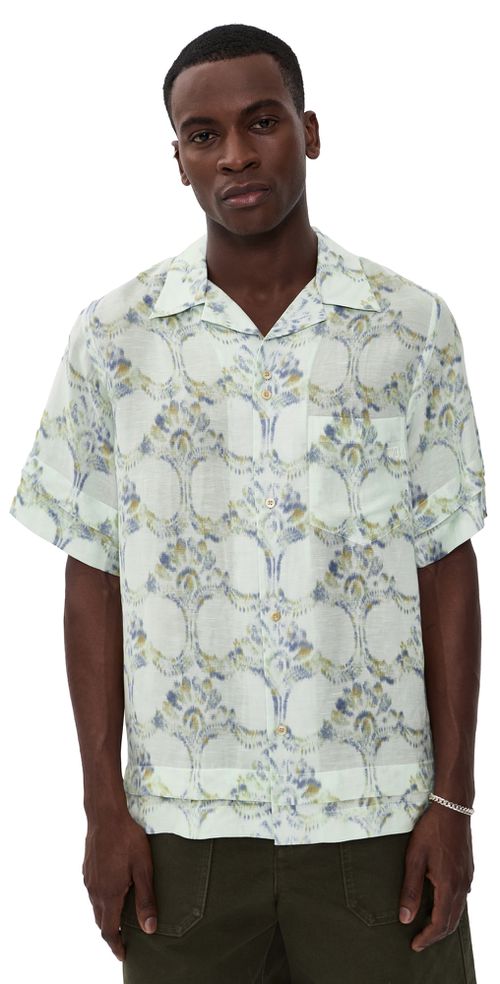 Lotus Bowling Shirt Pale Teal/Olive/Lavender
