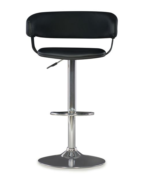Black Faux Leather Barrel & Chrome Adjustable Bar Stool