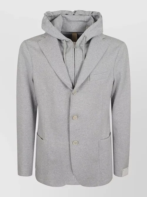 Eleventy - hooded jacket notch lapel single breasted pocket