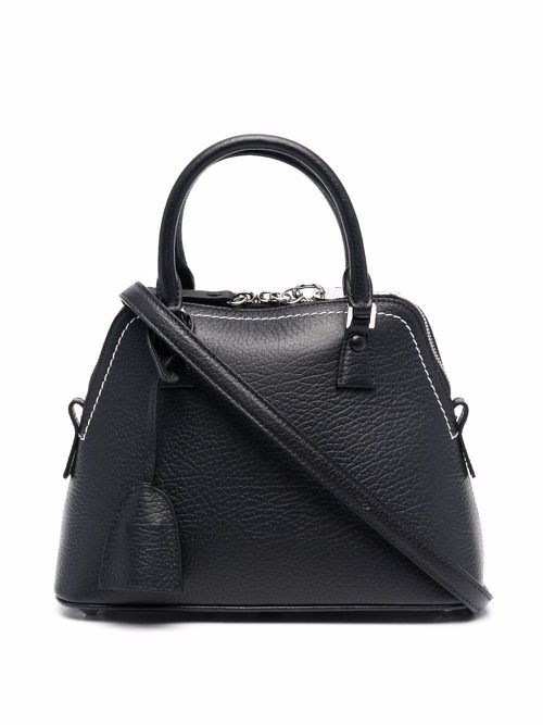 Medium leather tote bag - Black