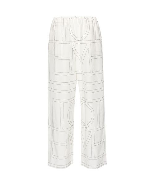 Totême Monogram Embroidered Wide-Leg Trousers