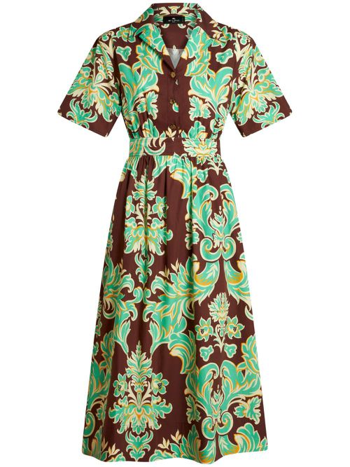 Venus-print cotton shirtdress - Green