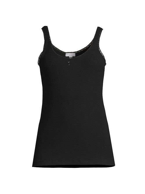 Women's Amelie Scoop Neck Lace-Trim Tank - Black