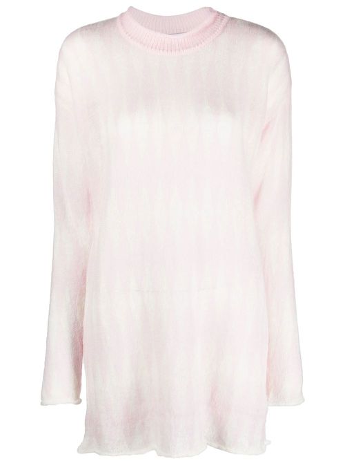Diamond-pattern long-length jumper - Pink