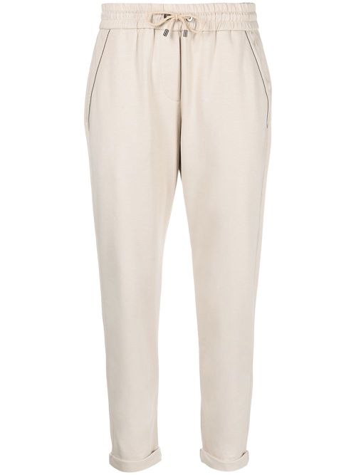 Drawstring-fastening track pants - Neutrals