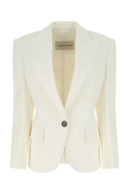 Stretch Viscose Blend Blazer — White
