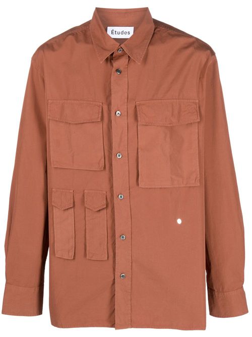 Long-sleeve cotton shirt - Brown