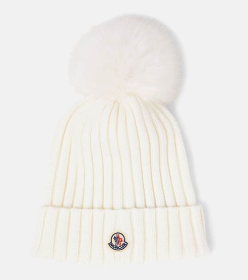 Logo faux fur-trimmed wool beanie