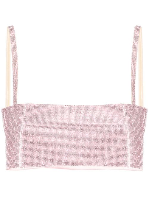Charlotte crystal-embellished top - Pink