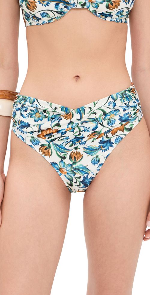Flora Tile Hot Pants Bikini Bottoms Flora Tile Off White