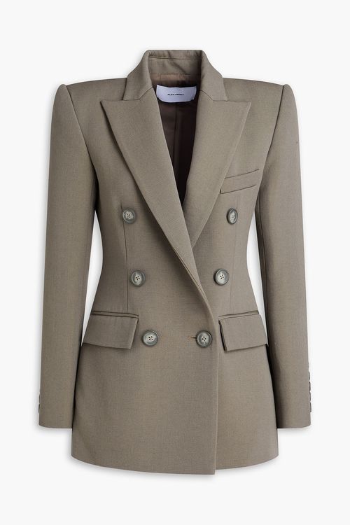 Double-breasted grain de poudre wool-blend blazer - Neutral - UK 6