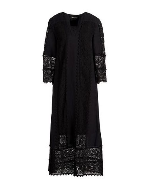 Woman Maxi dress Black Size 10 Linen, Cotton