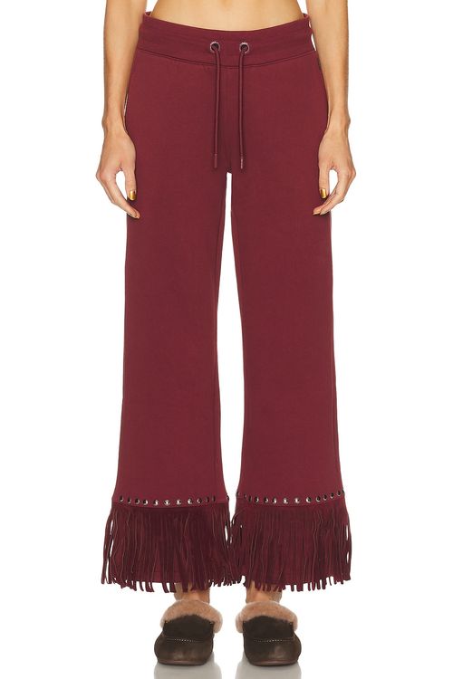 Goldbergh Reign Wide Leg Track Pant in Vino Rosso - Red. S also in