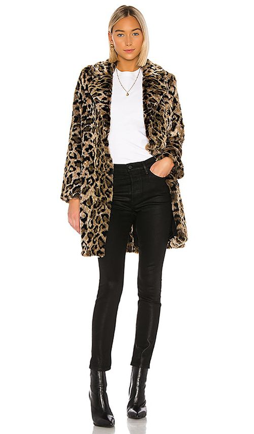 House of Harlow 1960 X REVOLVE Genn Faux Fur Coat in Natural Leopard.  XL also in M, S