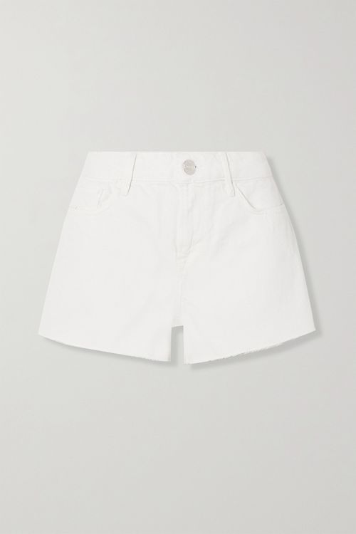 Le Grand Garcon Frayed Denim Shorts - White - 23