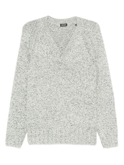 V-Neck Cashmere Blend Sweater Size 48