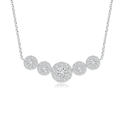Angara 0.39 Carat Graduated Five Stone Diamond Halo Necklace in 14K White Gold