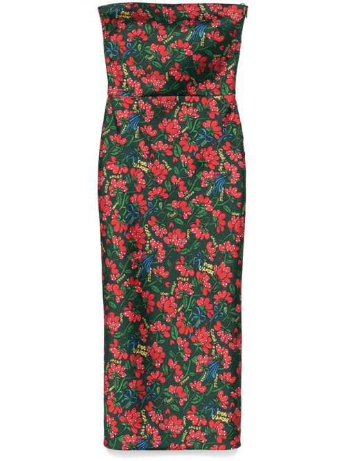 Floral-print midi dress - Green