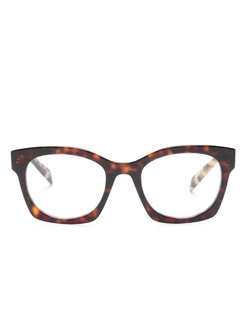 Tortoiseshell D-frame glasses - Brown