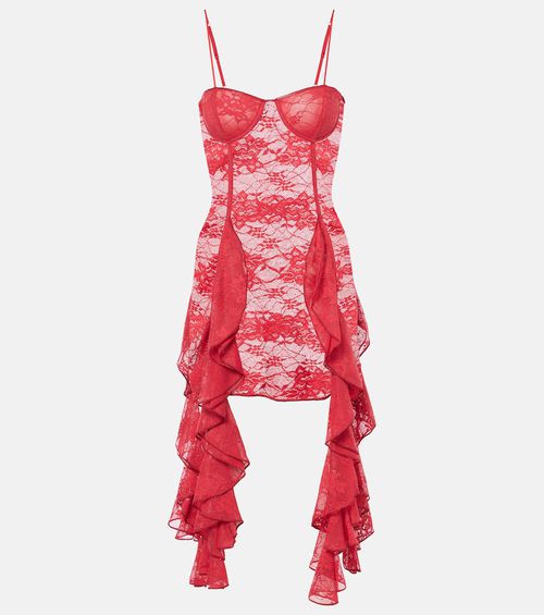 Oséree Ruffled lace bustier dress