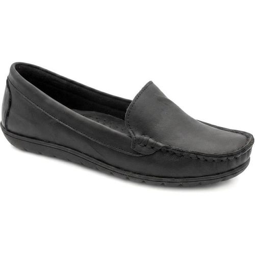Pavers Women's Premium Leather Moccasins Flat in Black