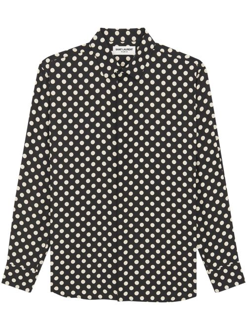 Polka dot-print silk shirt - Black