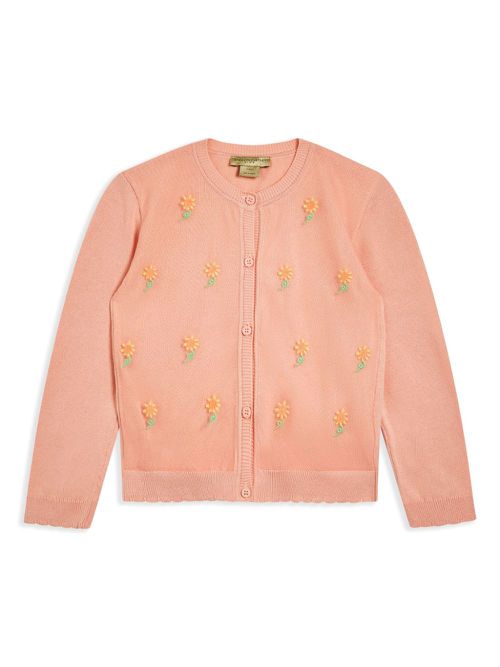 Sunflower intarsia-knit cotton cardigan - Pink