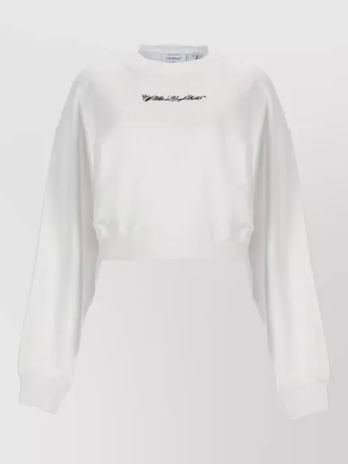 Off-White - cropped logo knit sweatshirt crew neck