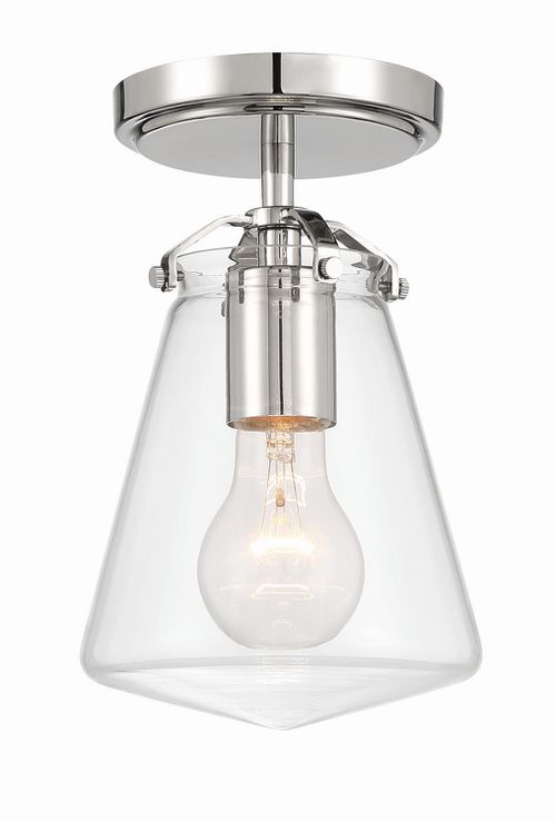 Voss 1-Light Semi-Flush Mount in Polished Nicke