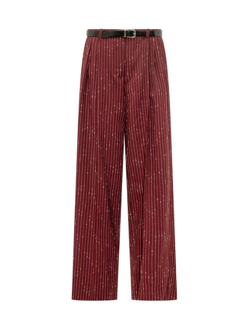 Red Straight Flat Front Pants