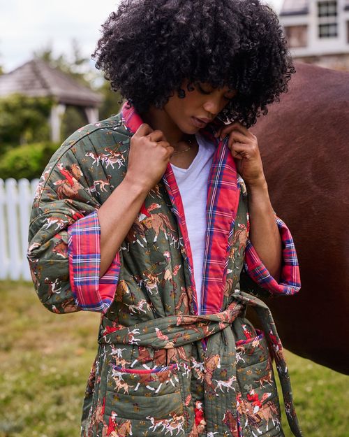 Cotton Robe in | Women's S/M | Green | | Sleepwear