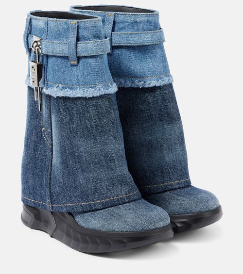 Givenchy Shark Lock Biker denim ankle boots
