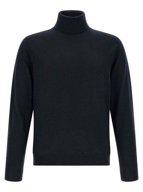 Virgin Wool Turtleneck Sweater — Navy