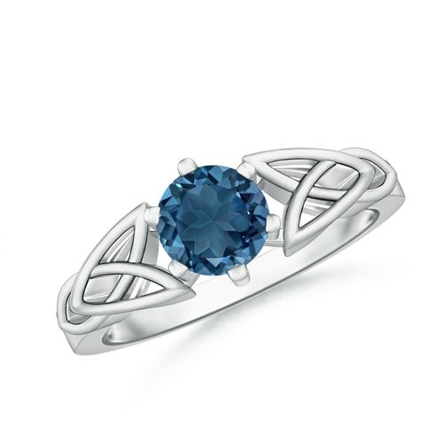 Angara 0.95 Carat Solitaire Round London Blue Topaz Celtic Knot Ring in Platinum