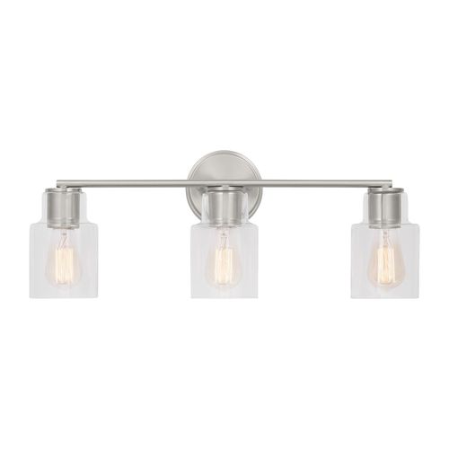 Brushed Steel Three Light Bath from the Sayward Collection