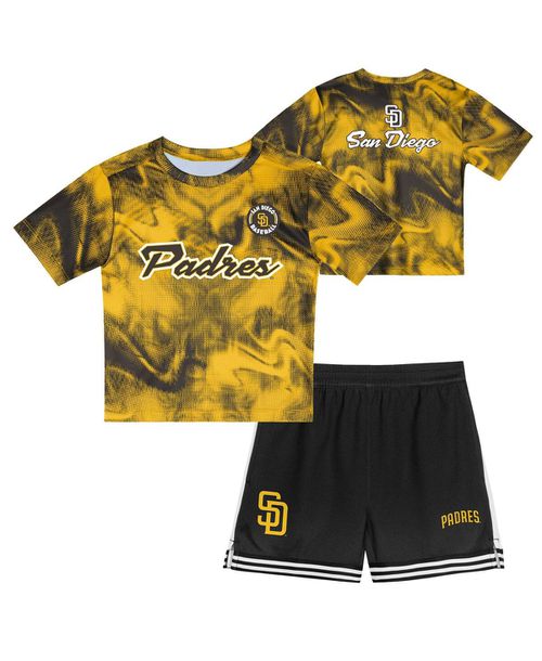 Toddler 2-Piece Gold/Brown San Diego Padres Pinch Hitter Infielder T-Shirt and Shorts Set - Gold, Brown