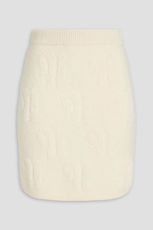 Jacquard-knit wool mini skirt - White - L