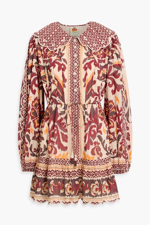 Printed cotton-voile mini dress - White - L