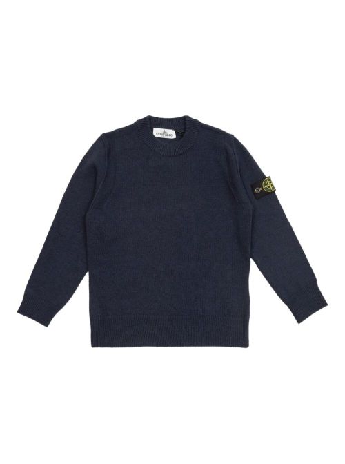 Logo-Patched Virgin Wool Sweater — Navy