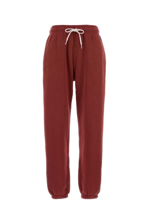 Cotton-Blend Knit Joggers — Red