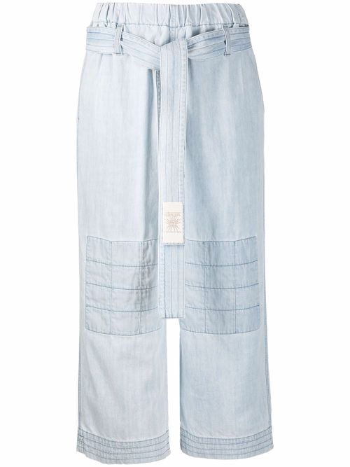Belted denim trousers - Blue