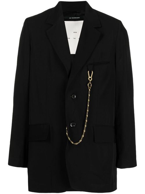 Chain-detail single-breasted blazer - Black