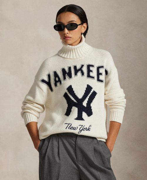 Women's Yankees Long Sleeve Turtle Neck Sweater - Andover Cream Multi